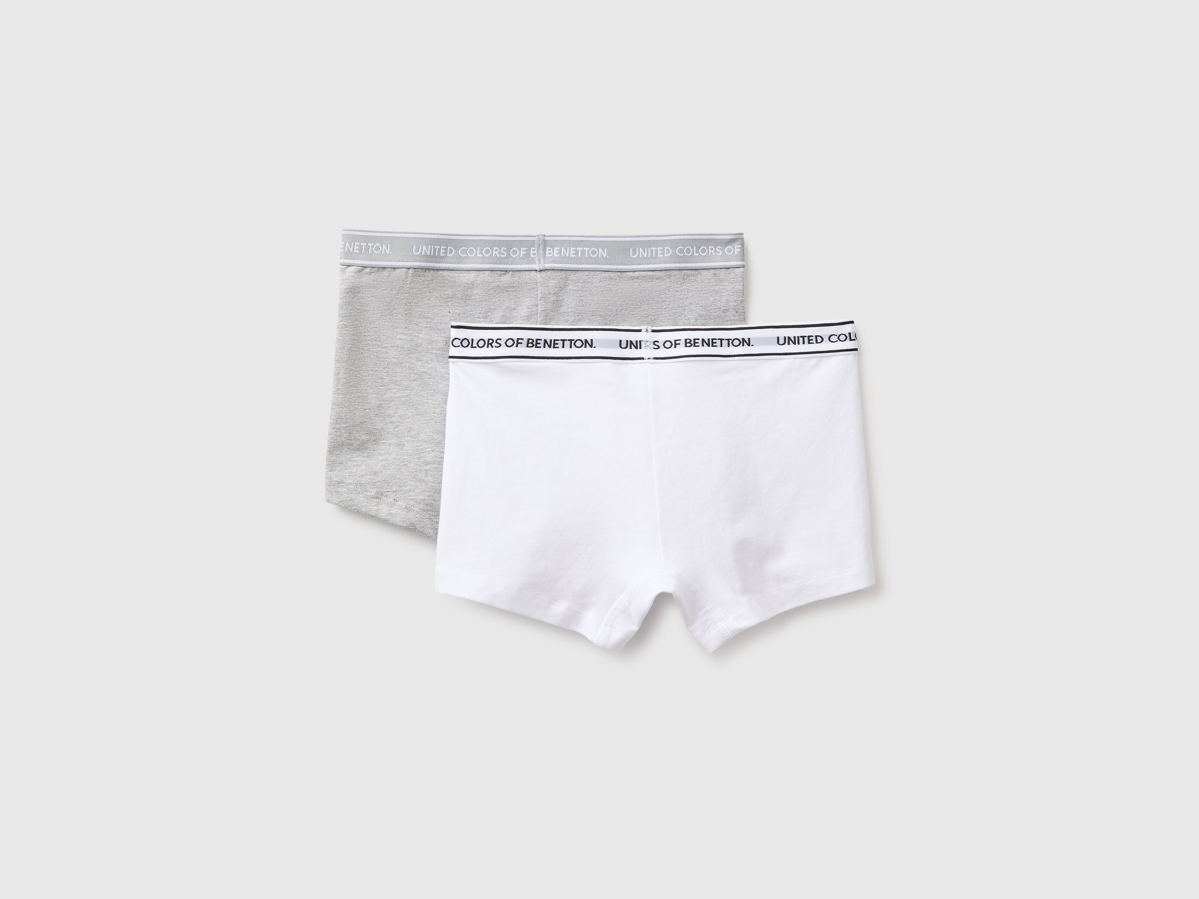 United Colors of Benetton boxer cotone 2 pezzi bianco grigio 3-4