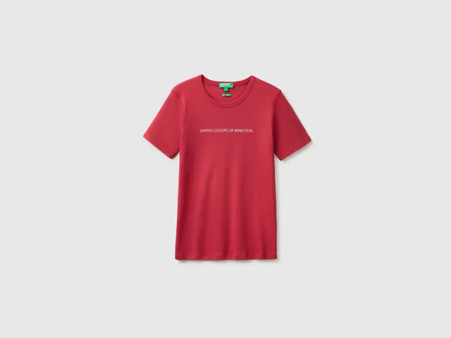 United Colors of Benetton t-shirt maniche corte logo glitter cotone
