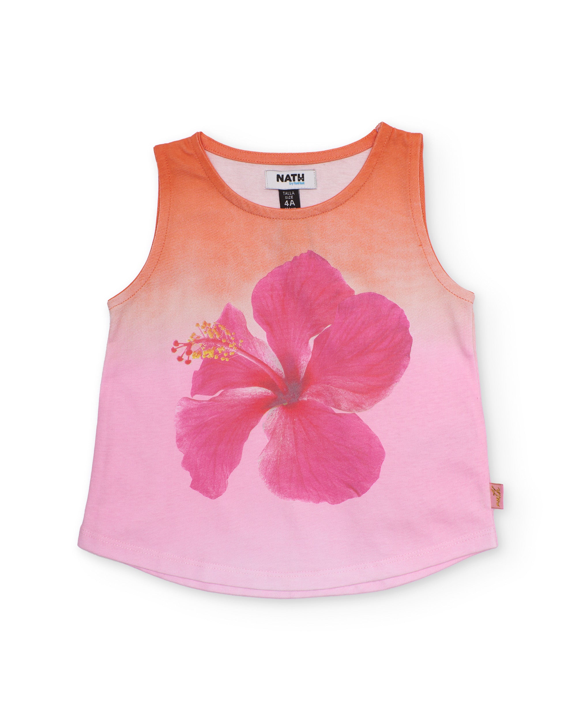 TucTuc Magliette canottiera bambina rosa stampa ibisco