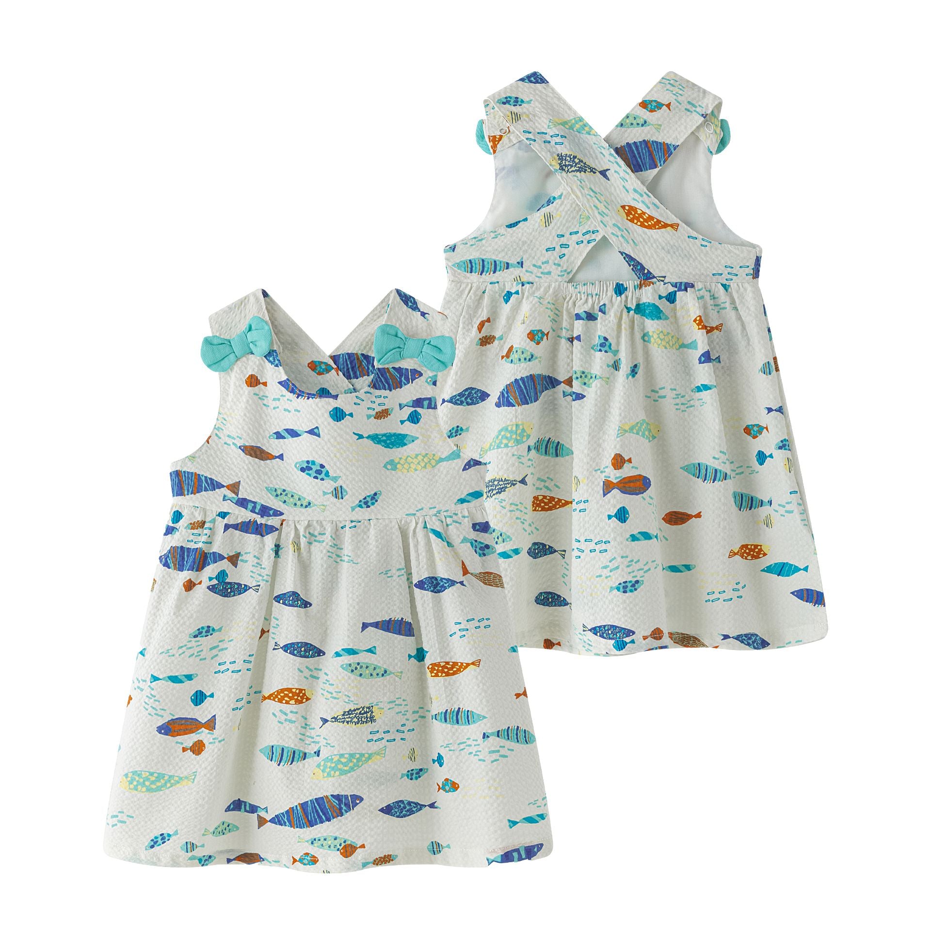 NEWNESS Pesciolini Vestito Bimba Cotone 12-18 Mesi
