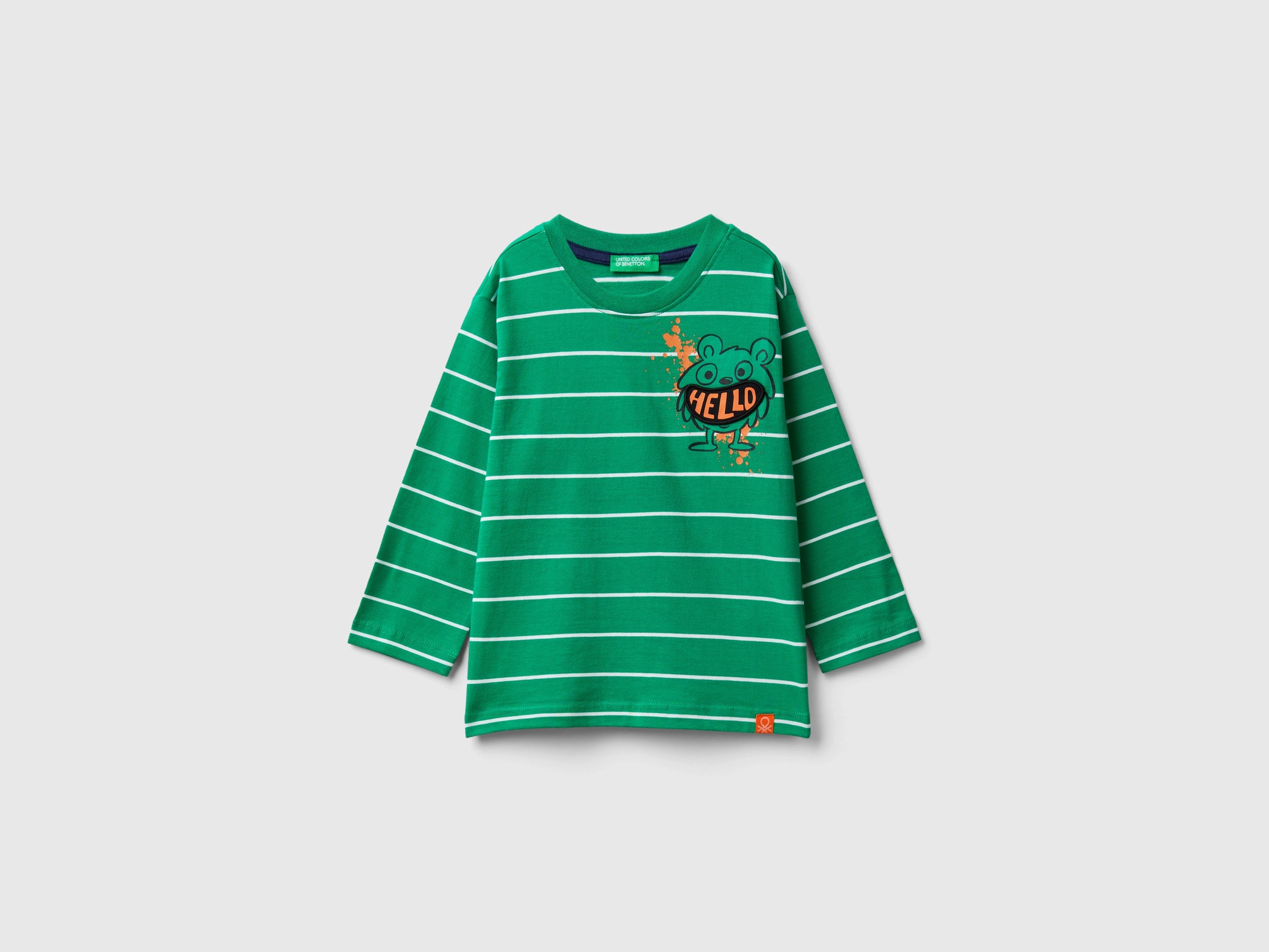 Benetton T-Shirts maglietta cotone righe applique 82