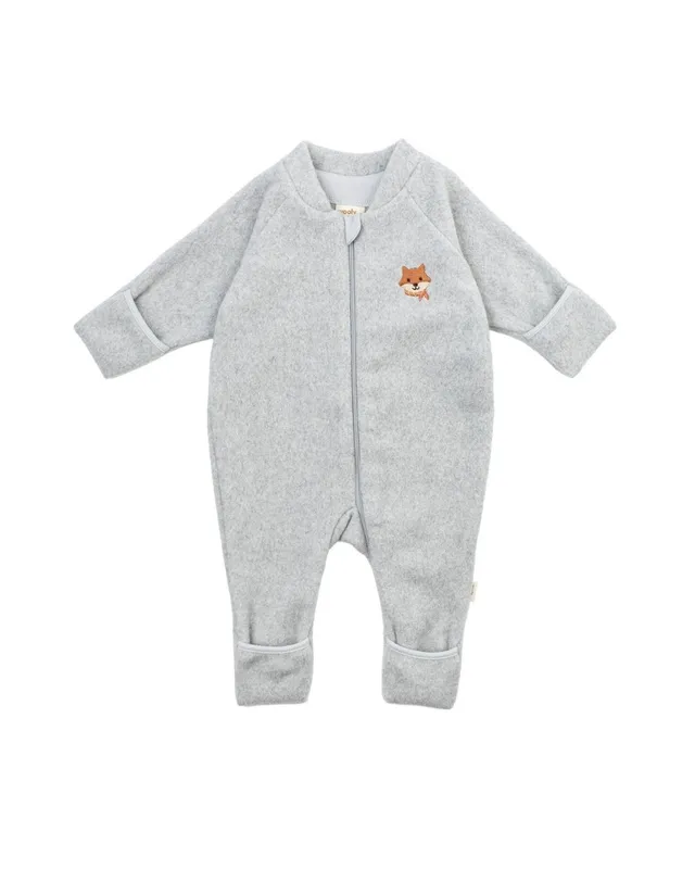 Woolly Organic Embroidered Onesie AW26 tutina pile cotone volpe