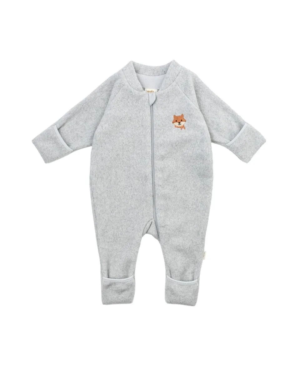 Woolly Organic Embroidered Onesie AW26 tutina pile cotone volpe