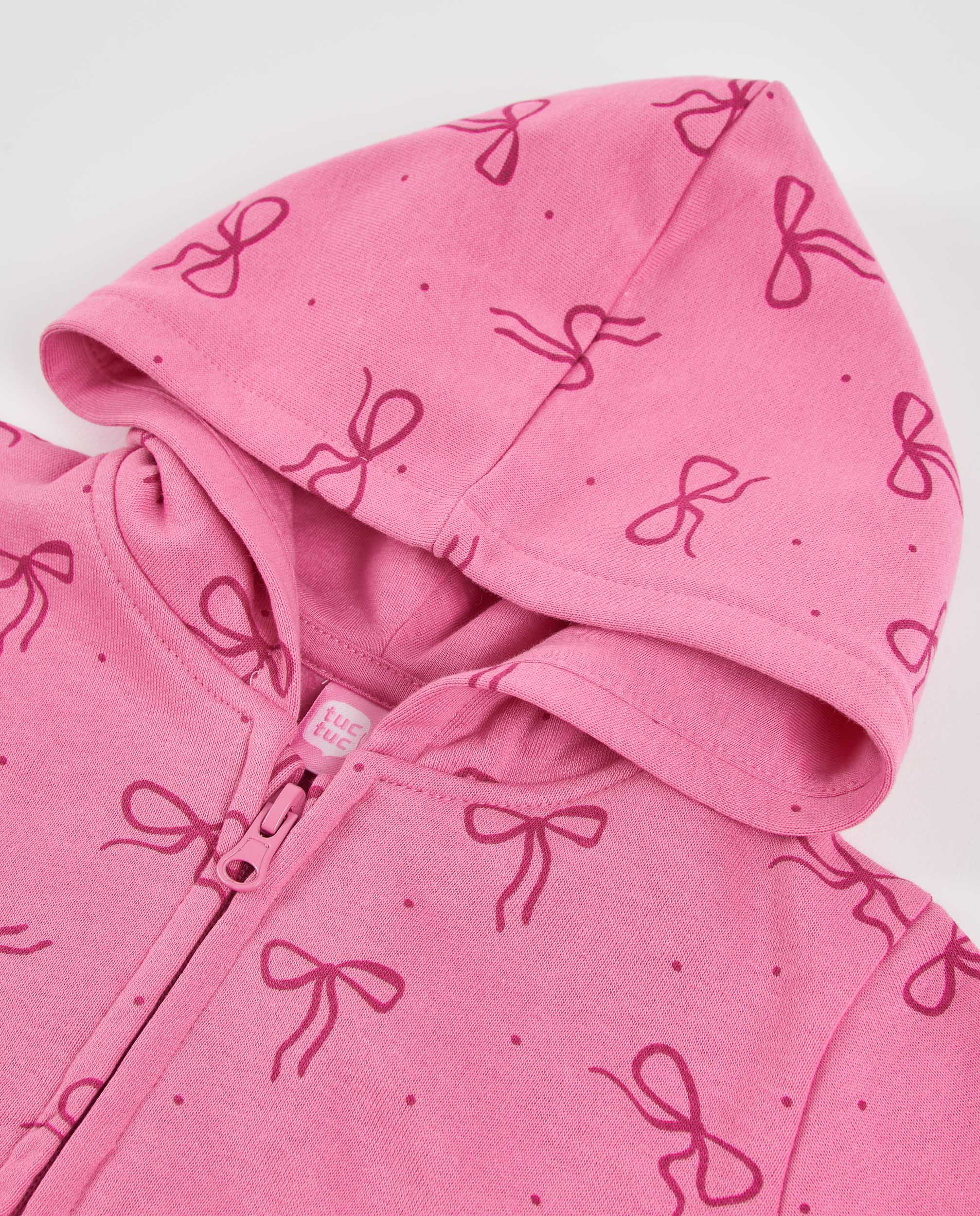 TucTuc Felpe Felpa bambina rosa zip cappuccio fiocchi
