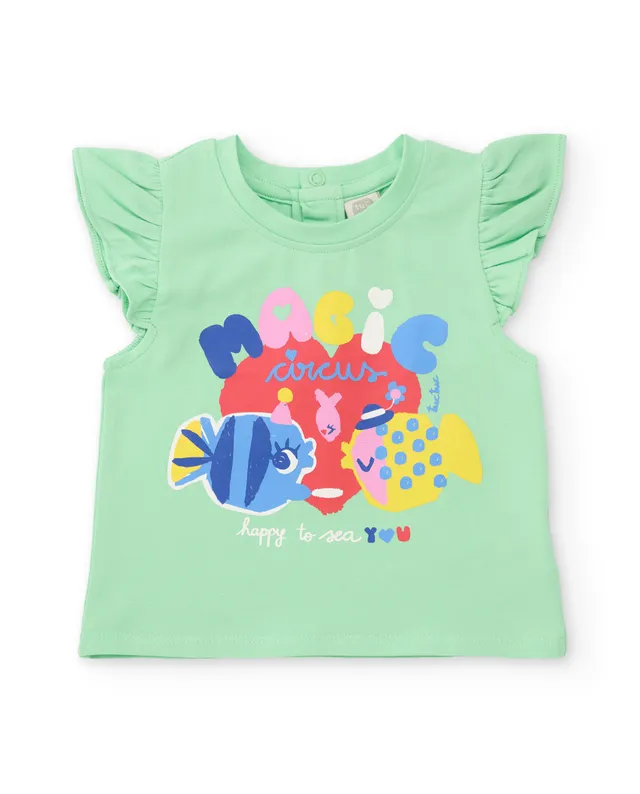 TucTuc Magliette T-Shirt Bambina Verde Volant 6 Mesi Jersey