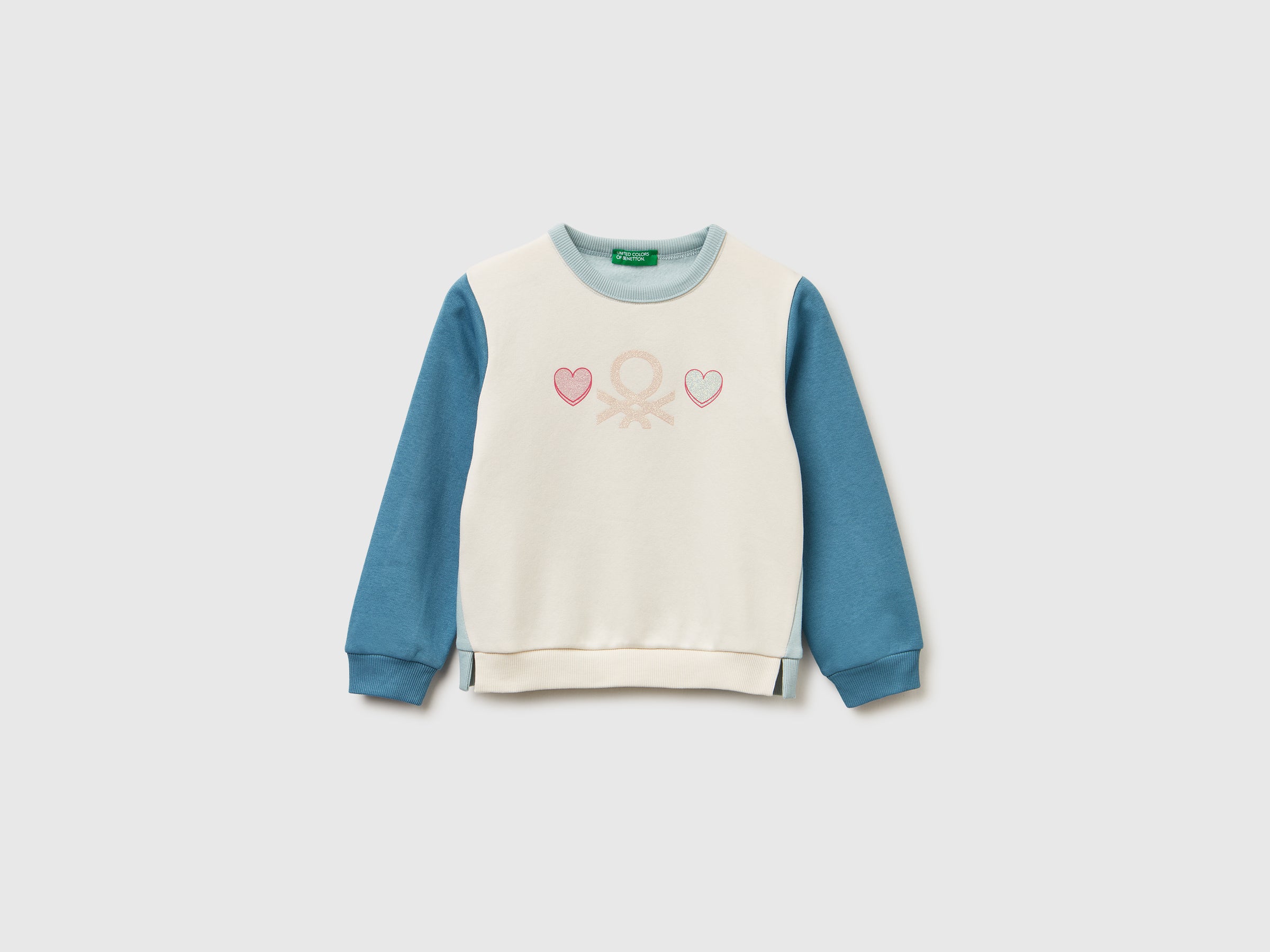 United Colors of Benetton Felpa Bimba Girocollo Cotone Glitter