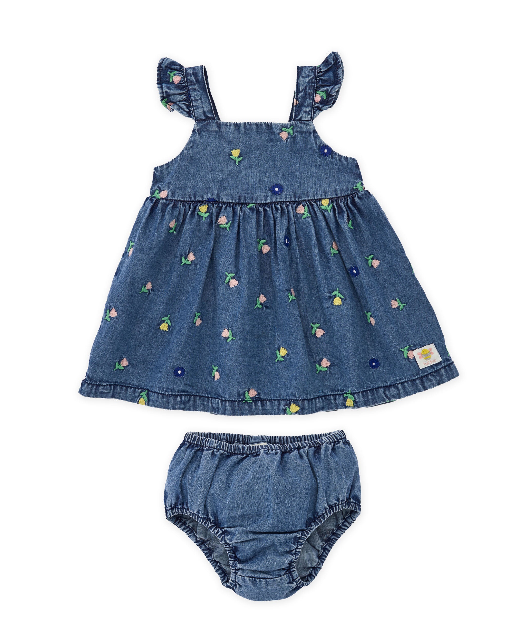 TucTuc Vestiti Vestito denim neonata jeans fiori