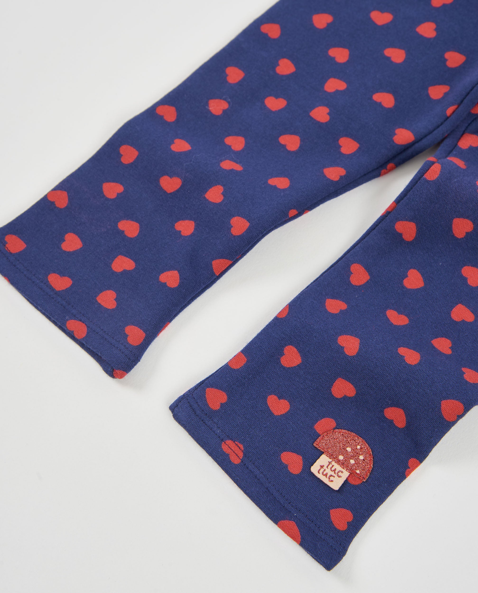 TucTuc Leggings Felpa Cuori Blu Navy Bambina Elasticizzati