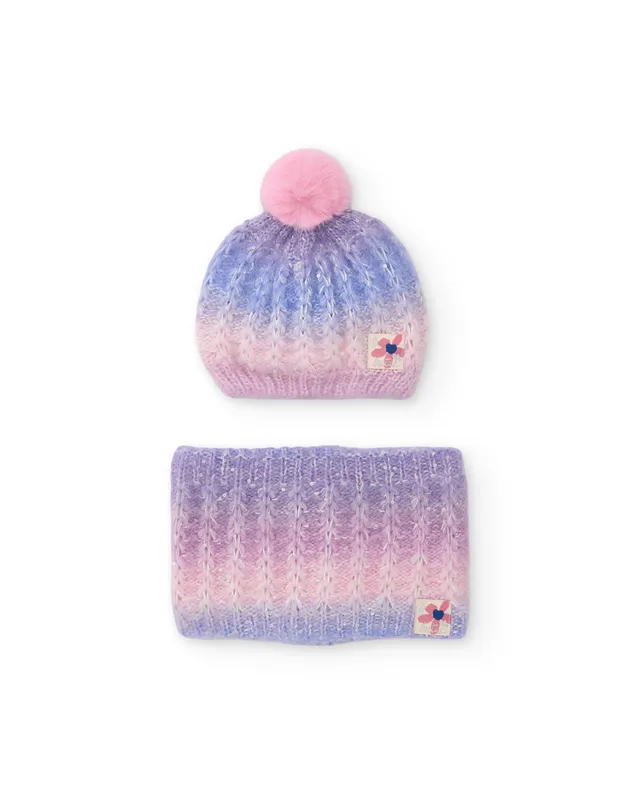 TucTuc Accessori set bambina rosa maglia cappello scaldacollo