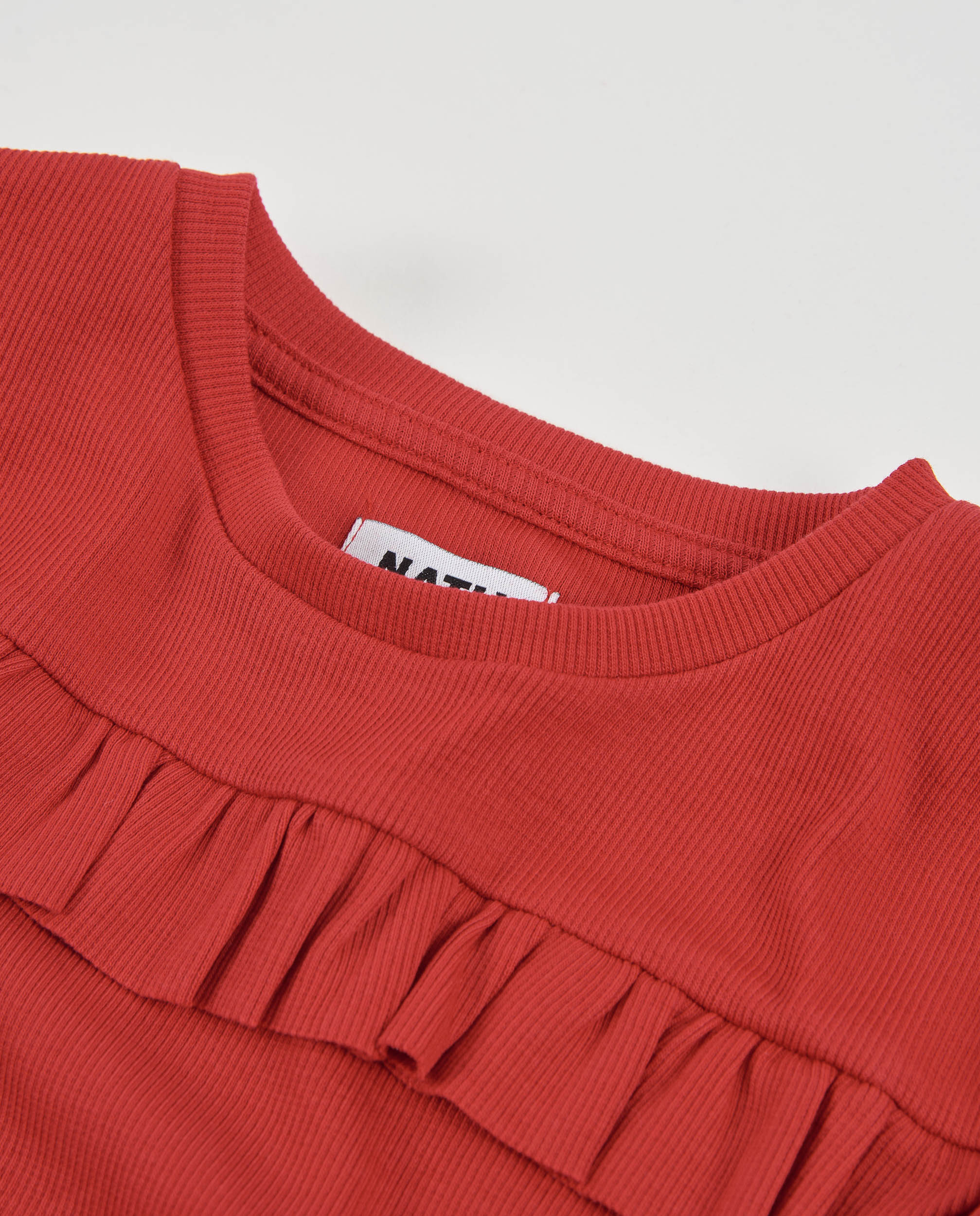 TucTuc Magliette Maglia Volant Rossa Bambina Manica Lunga