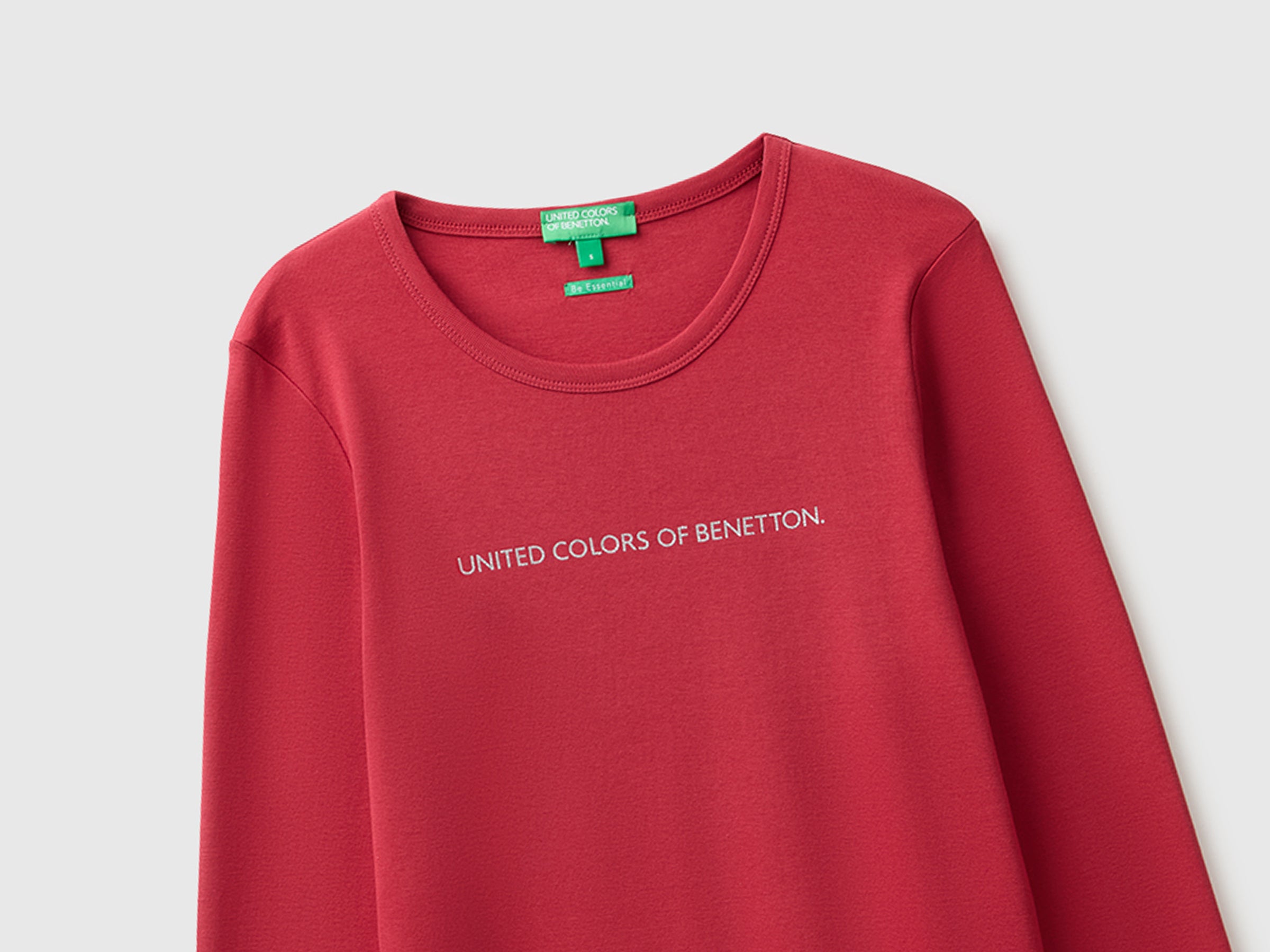 United Colors of Benetton T-Shirt Manica Lunga Logo Glitter Cotone