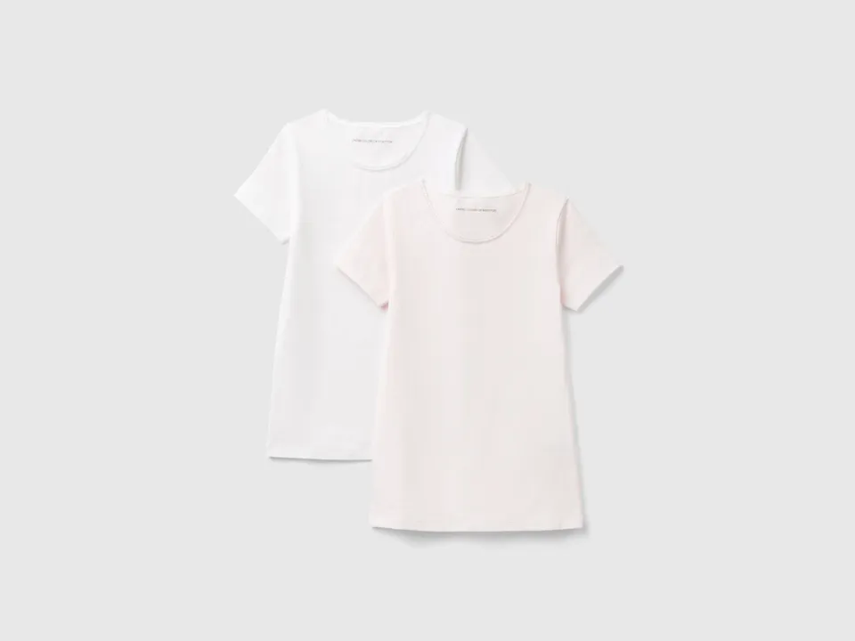 United Colors of Benetton set 2 magliette cotone pizzo donna