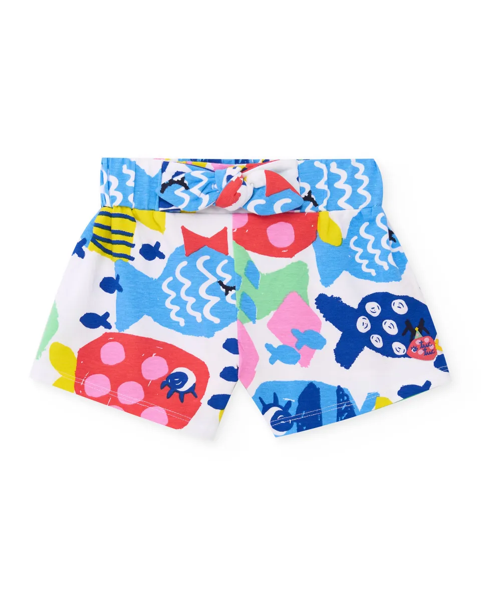 TucTuc Pantaloni Maglia Pesci Blu Short Bimba