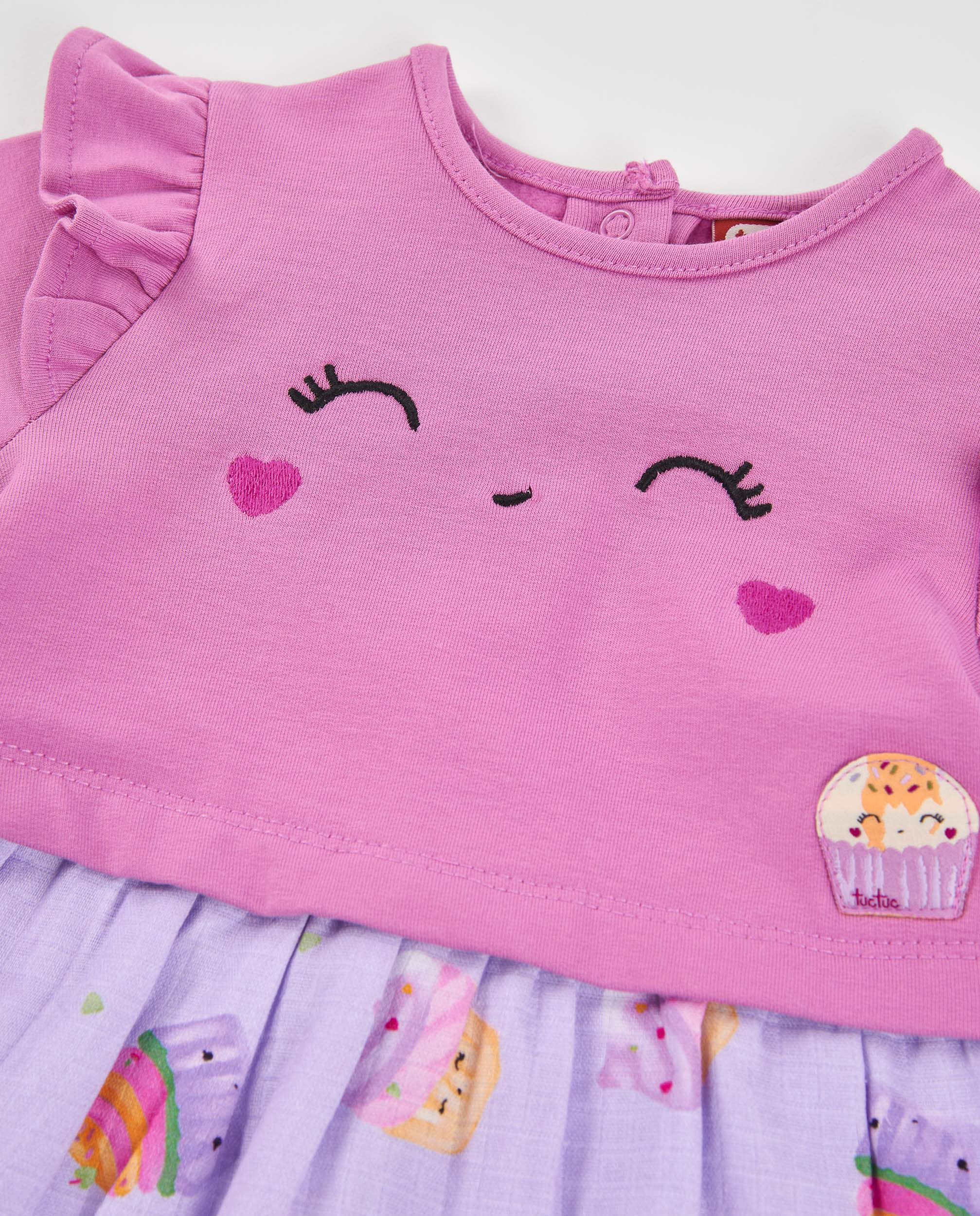 TucTuc Vestiti vestito neonata Viola cupcake volant cotone