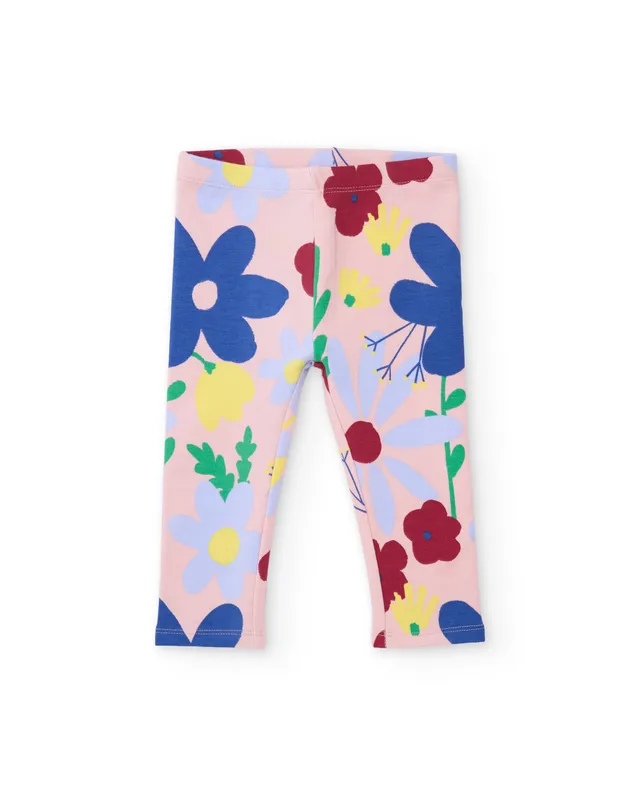 TucTuc Leggings Bimba Felpa Floreale Rosa Chiaro 6M-10A