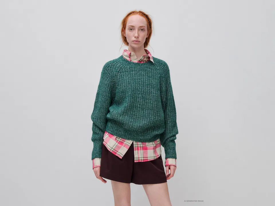 United Colors of Benetton Maglione Melange Cotone Lana M