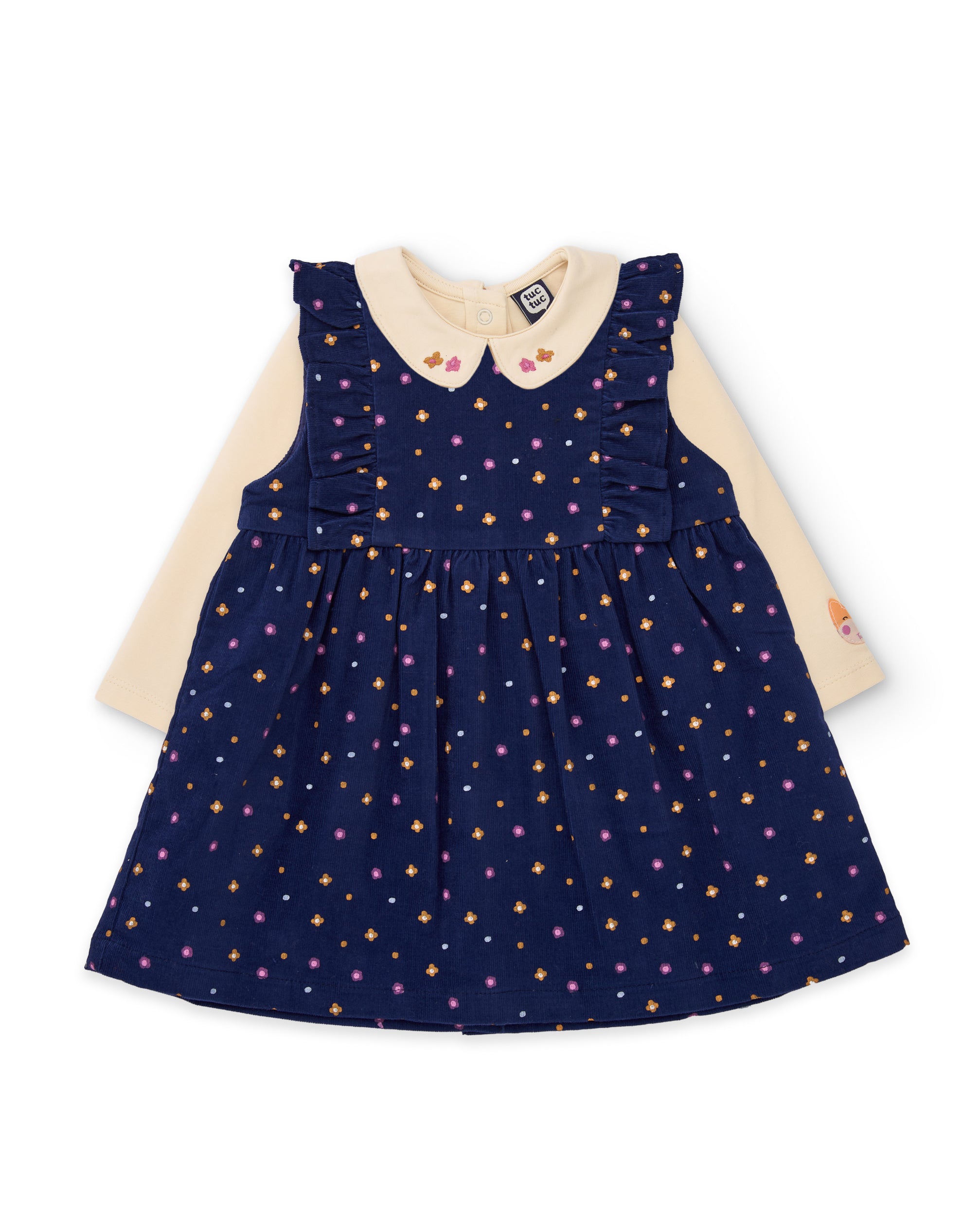 TucTuc Completi vestito neonata blu navy floreale maglia