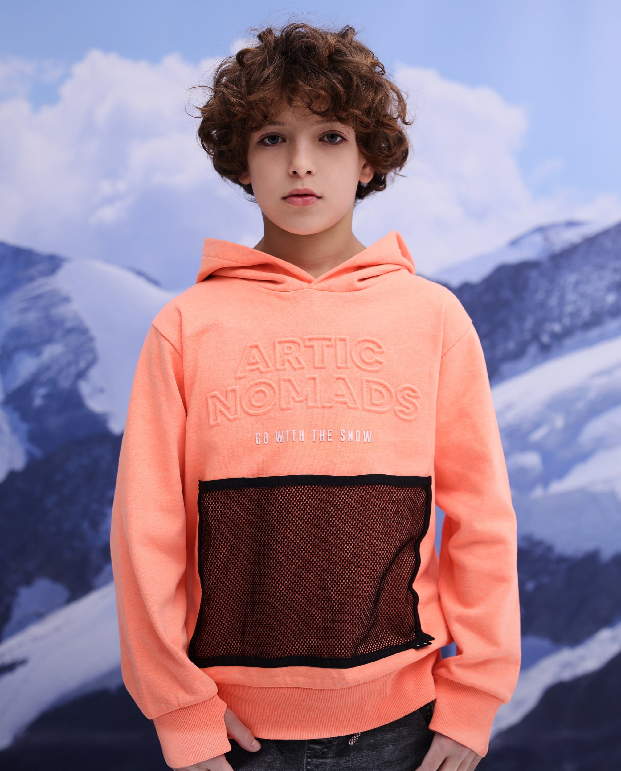 TucTuc Felpa Bambino Arancione Cappuccio Cotone