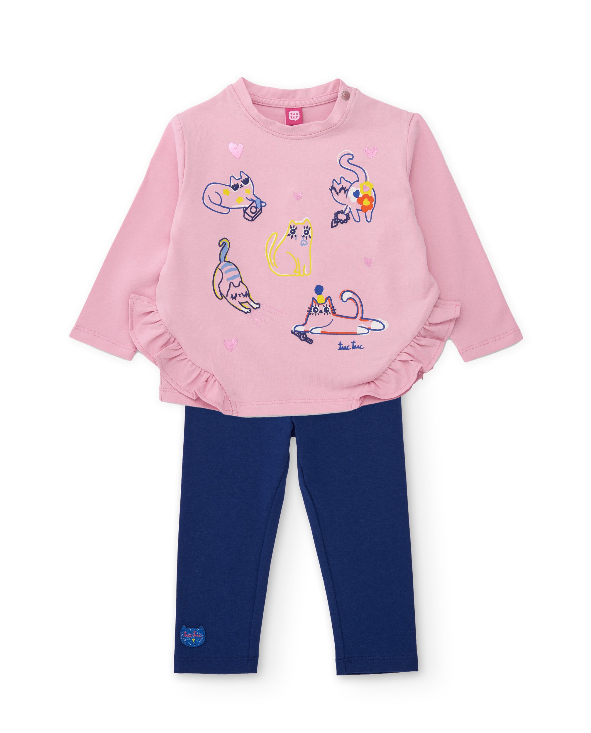 TucTuc Completi bambina rosa chiaro gatto e leggings