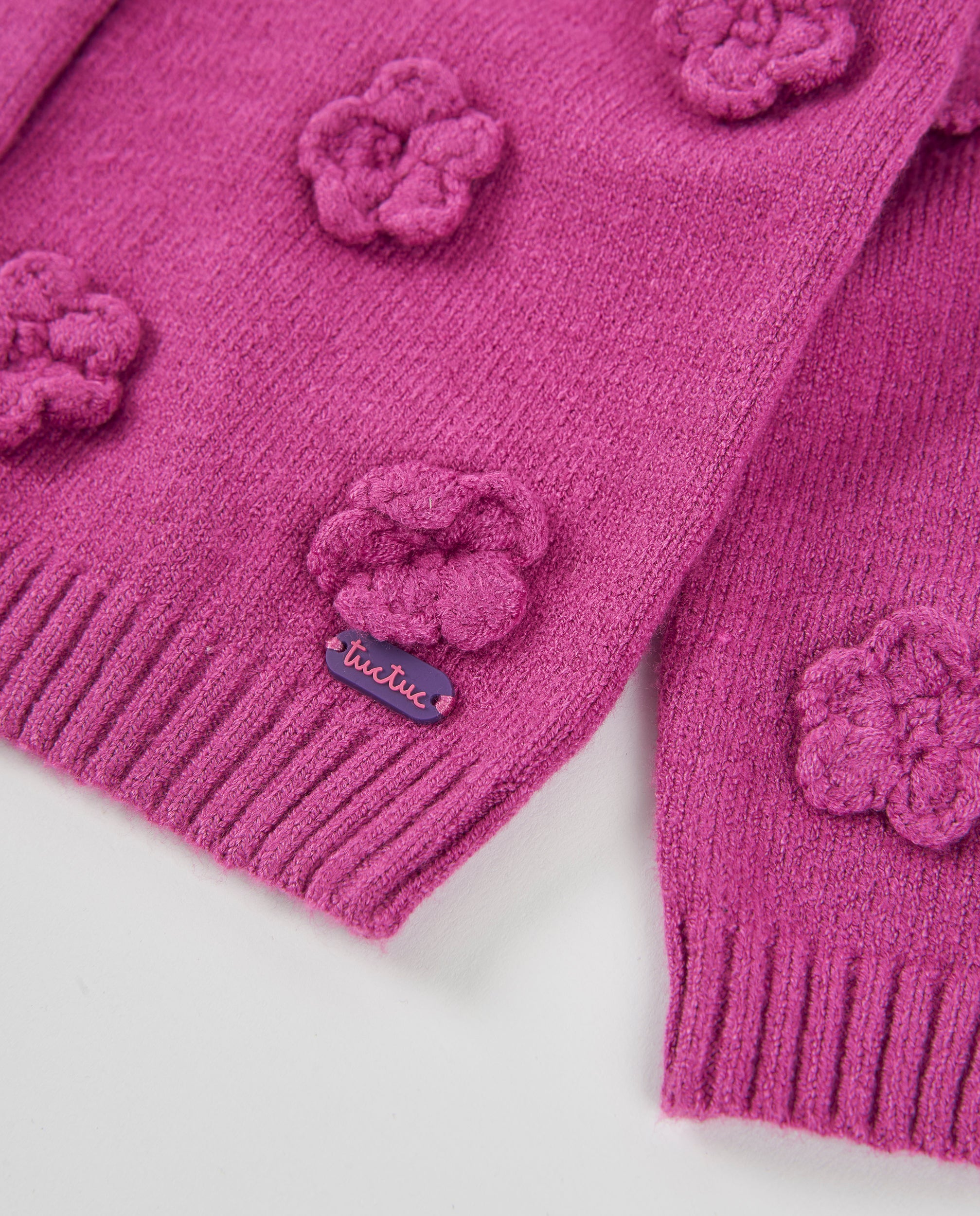 TucTuc Maglioni Giacca Bambina Tricot Viola fiori bottone