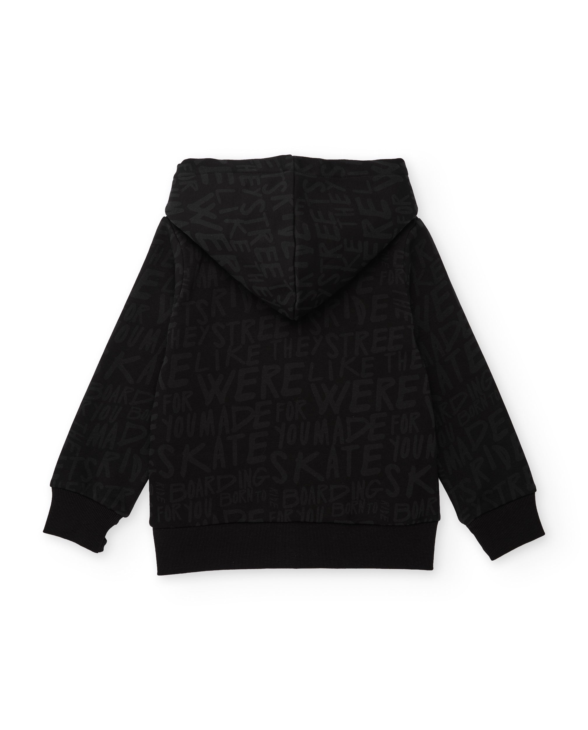 TucTuc Felpa bambino nera cotone cappuccio zip