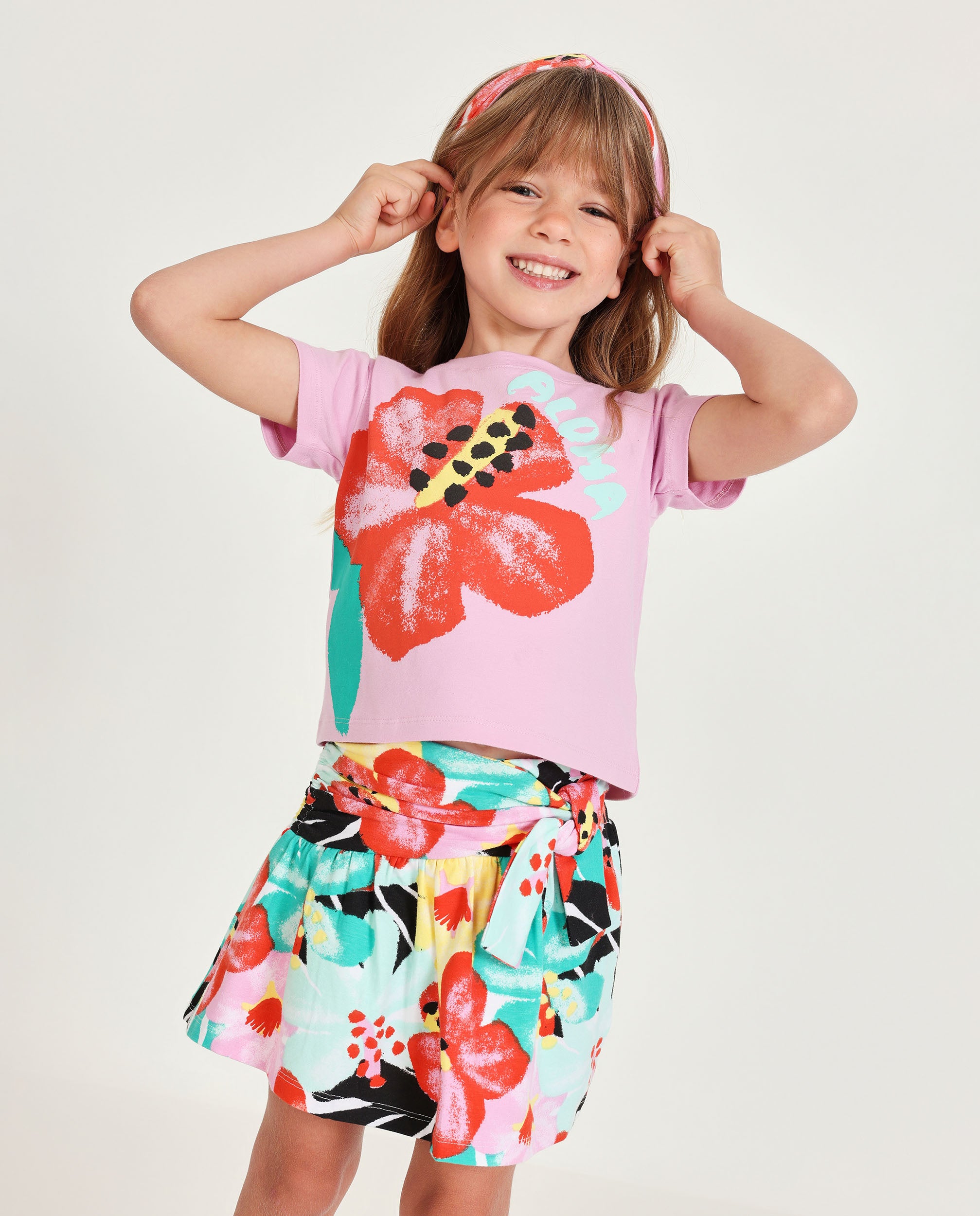 TucTuc Completo Bimba Rosa T-Shirt e Short Fiori