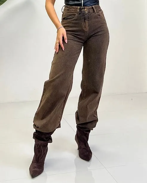 Sottosopra Donna jeans jeyw1678 palazzo marrone S
