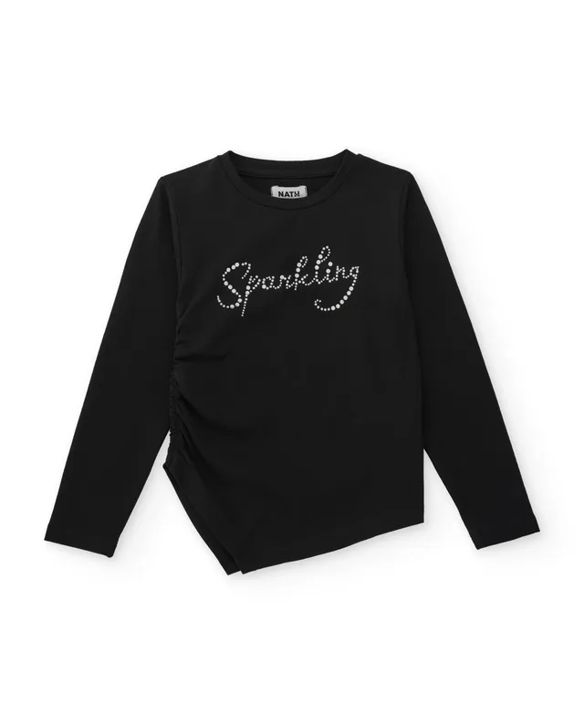 TucTuc Magliette T-Shirt Bimba Nera Sparkling Lunga