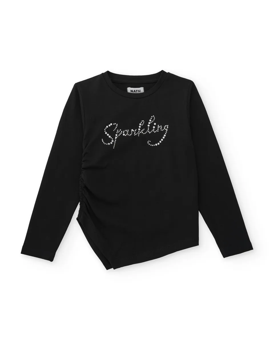 TucTuc Magliette T-Shirt Bimba Nera Sparkling Lunga