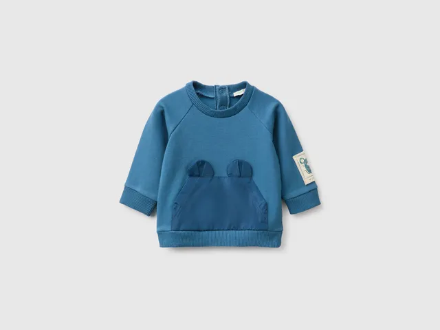 United Colors of Benetton Felpa neonato cotone tasca canguro