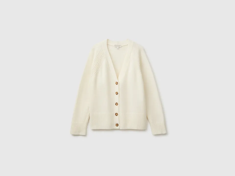 United Colors of Benetton Cardigan Lana Scollo V Oversize