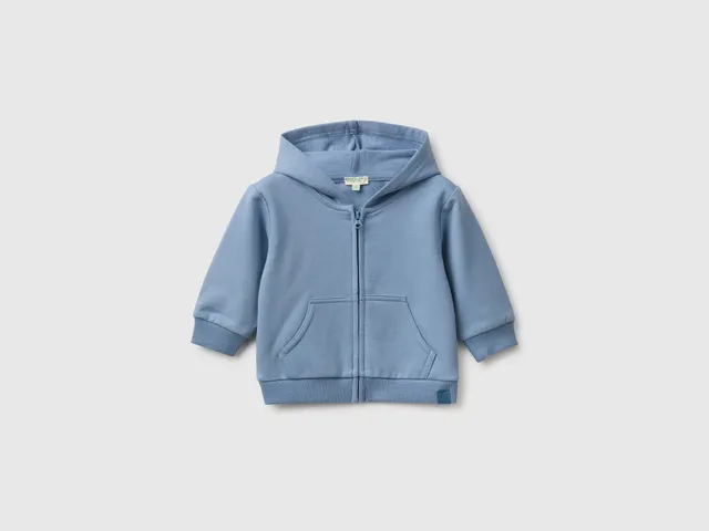 United Colors of Benetton felpa zip cappuccio cotone bio