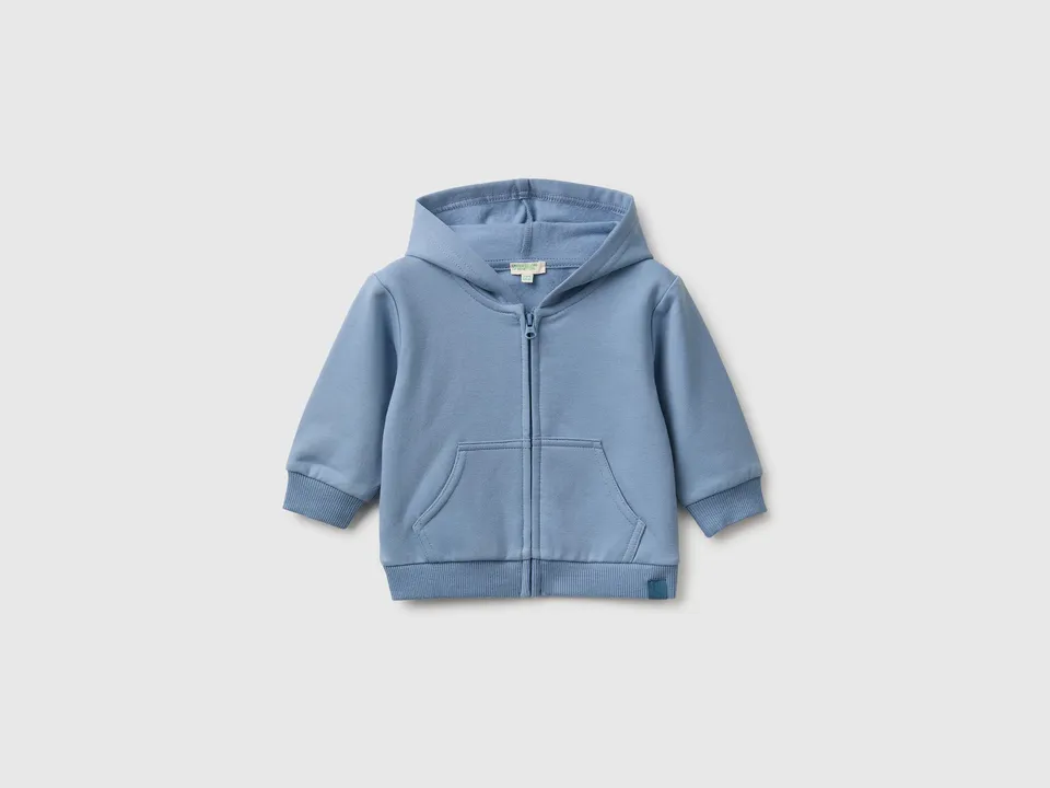 United Colors of Benetton felpa zip cappuccio cotone bio