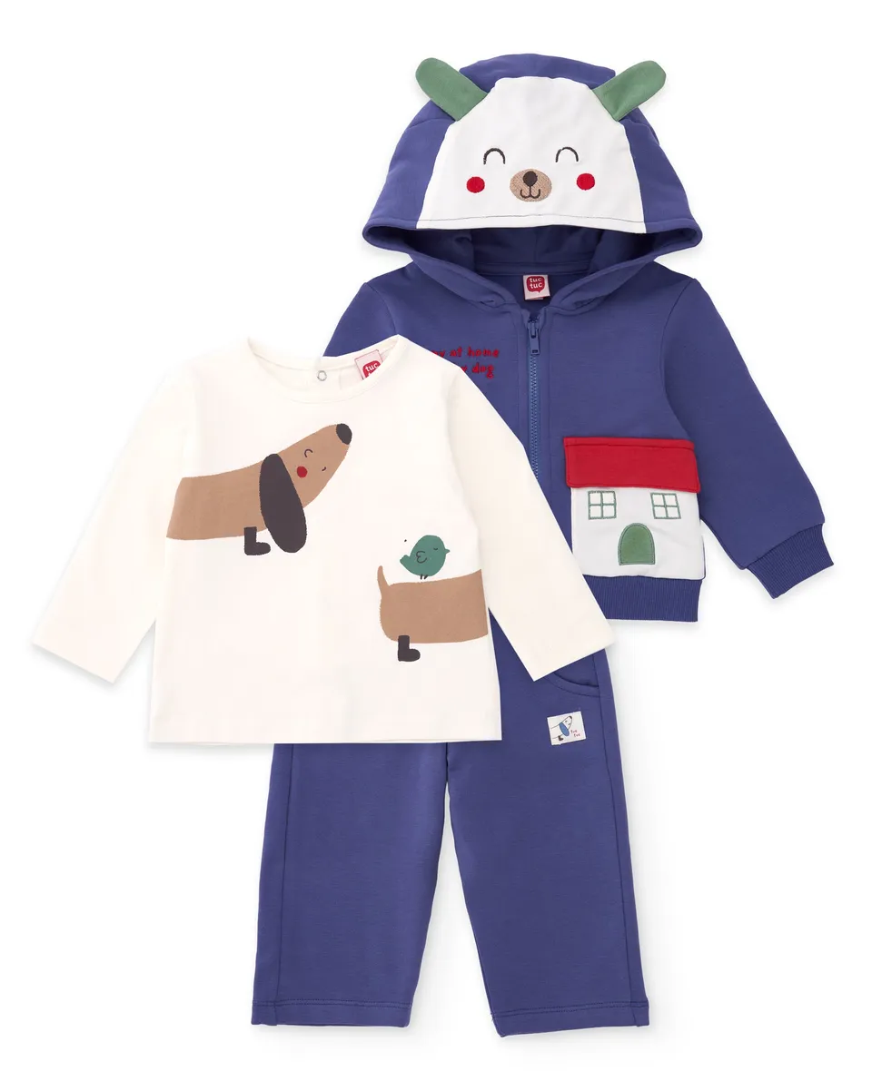 TucTuc Completi Felpa Neonato Viola Cappuccio Orecchie