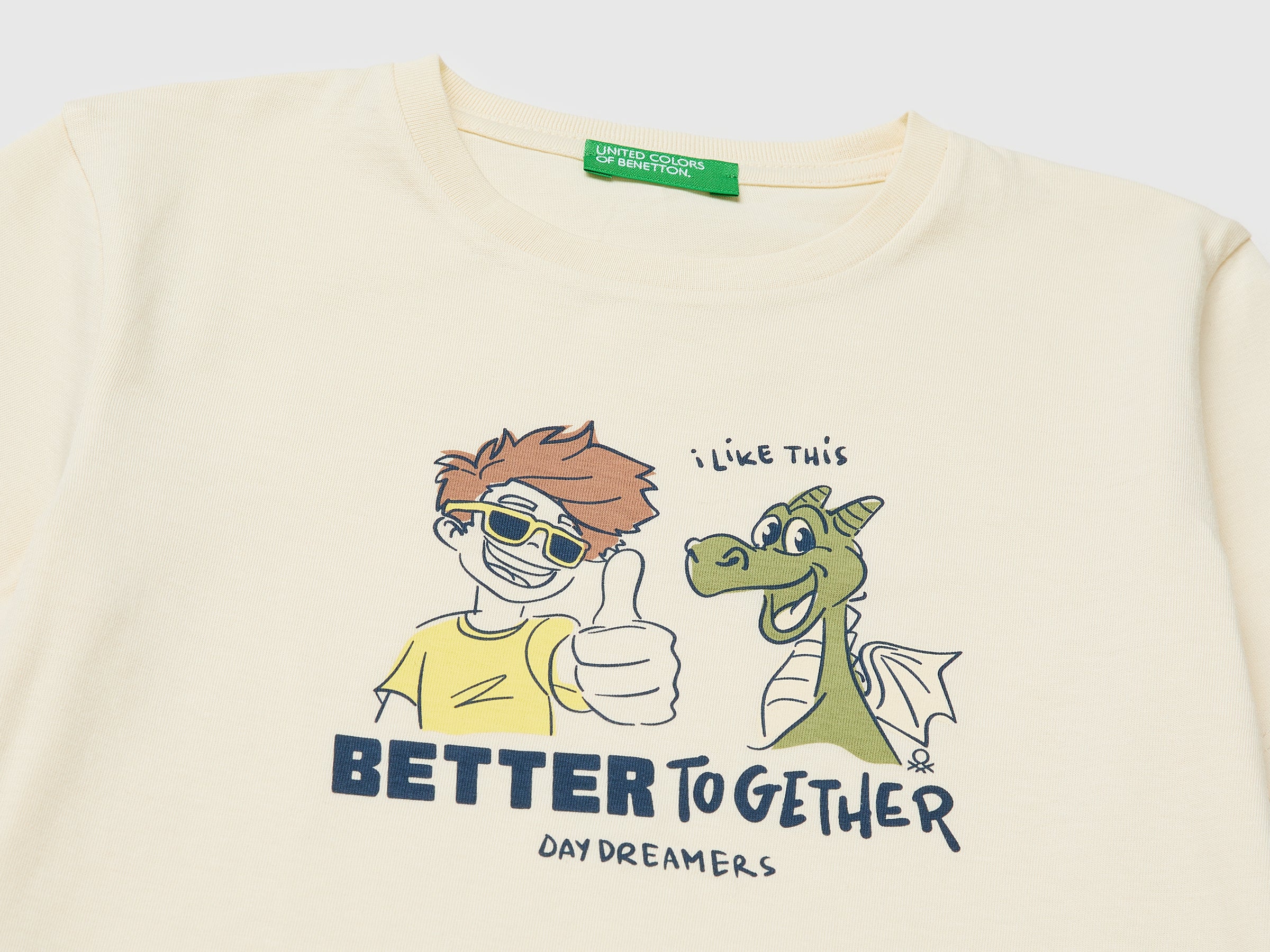 Benetton T-Shirts and Tops t-shirt stampa 82 cotone bio