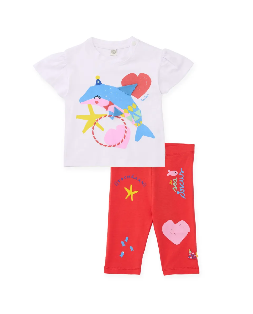 TucTuc Completi completo bambina bianco delfino leggings