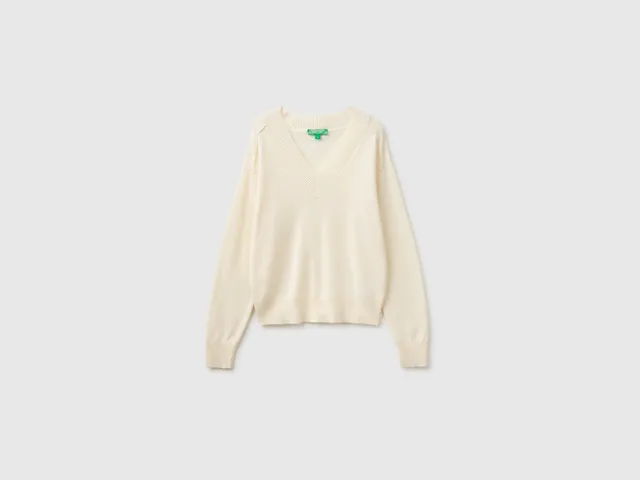 United Colors of Benetton Maglione scollo V lana cashmere M