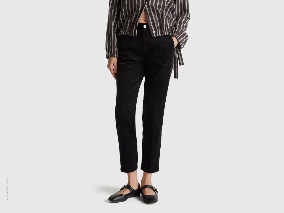 United Colors of Benetton Trousers Pantaloni Chino Velluto Elasticizzato