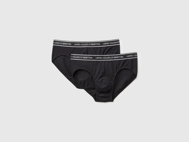 United Colors of Benetton Slip Cotone Nero Set 2pz M