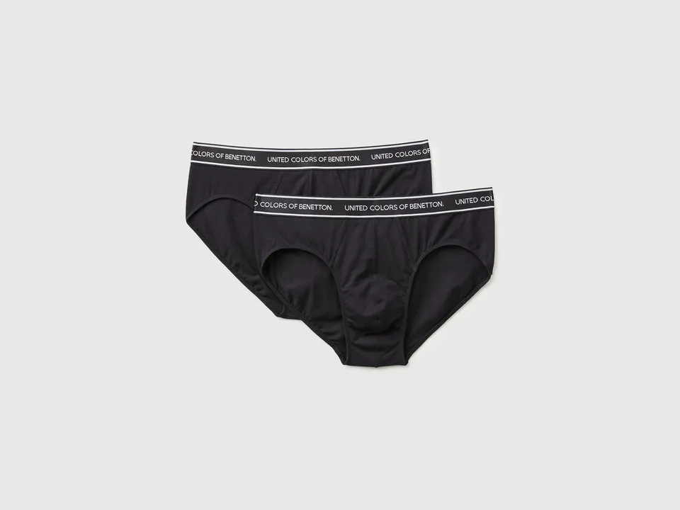 United Colors of Benetton Slip Cotone Nero Set 2pz M