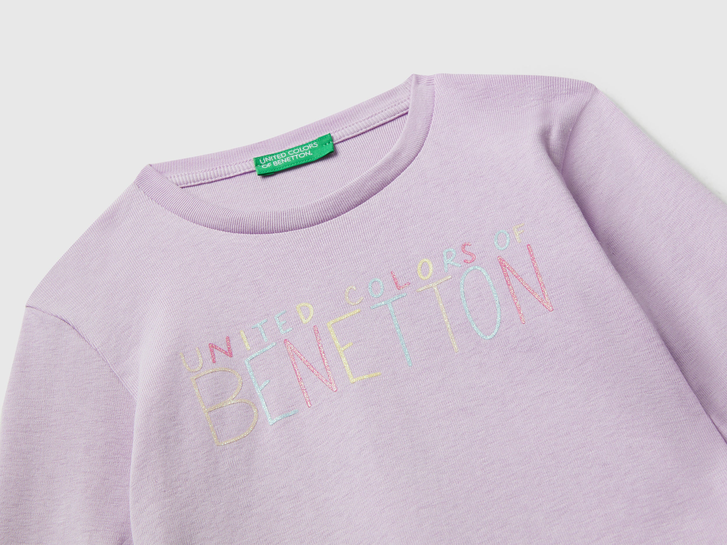 United Colors of Benetton T-shirt bimba cotone logo glitter 116