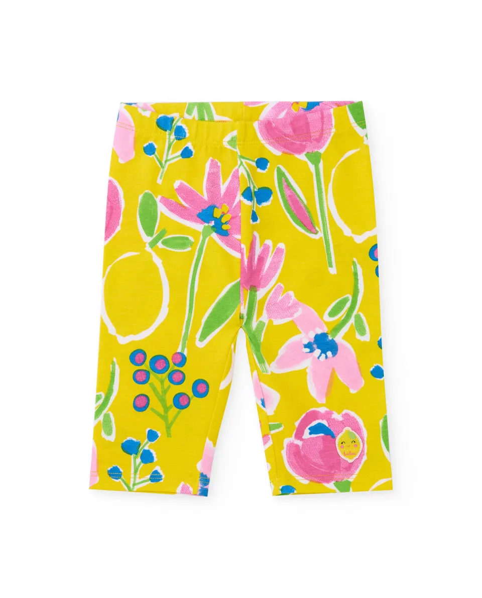 TucTuc Leggings Bambina Maglia Gialli Fiori Cotone