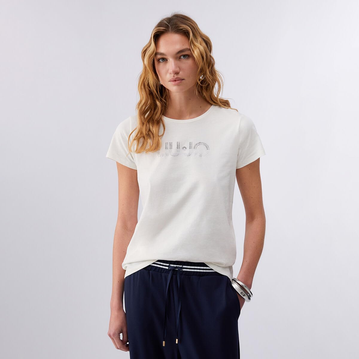 Liu-Jo Baby T-shirt con Strass maglietta L nera cotone