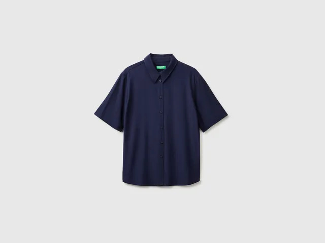 United Colors of Benetton Camicia 3/4 Viscosa Taglia S Tinta Unita