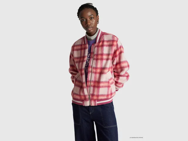 United Colors of Benetton Jackets bomber check lana taglia M