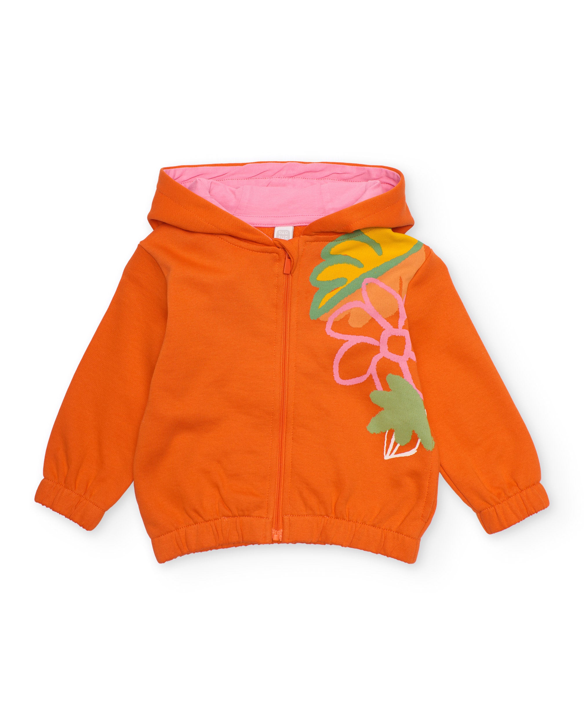 TucTuc Felpe Felpa Bambina Zip Arancione con Cappuccio