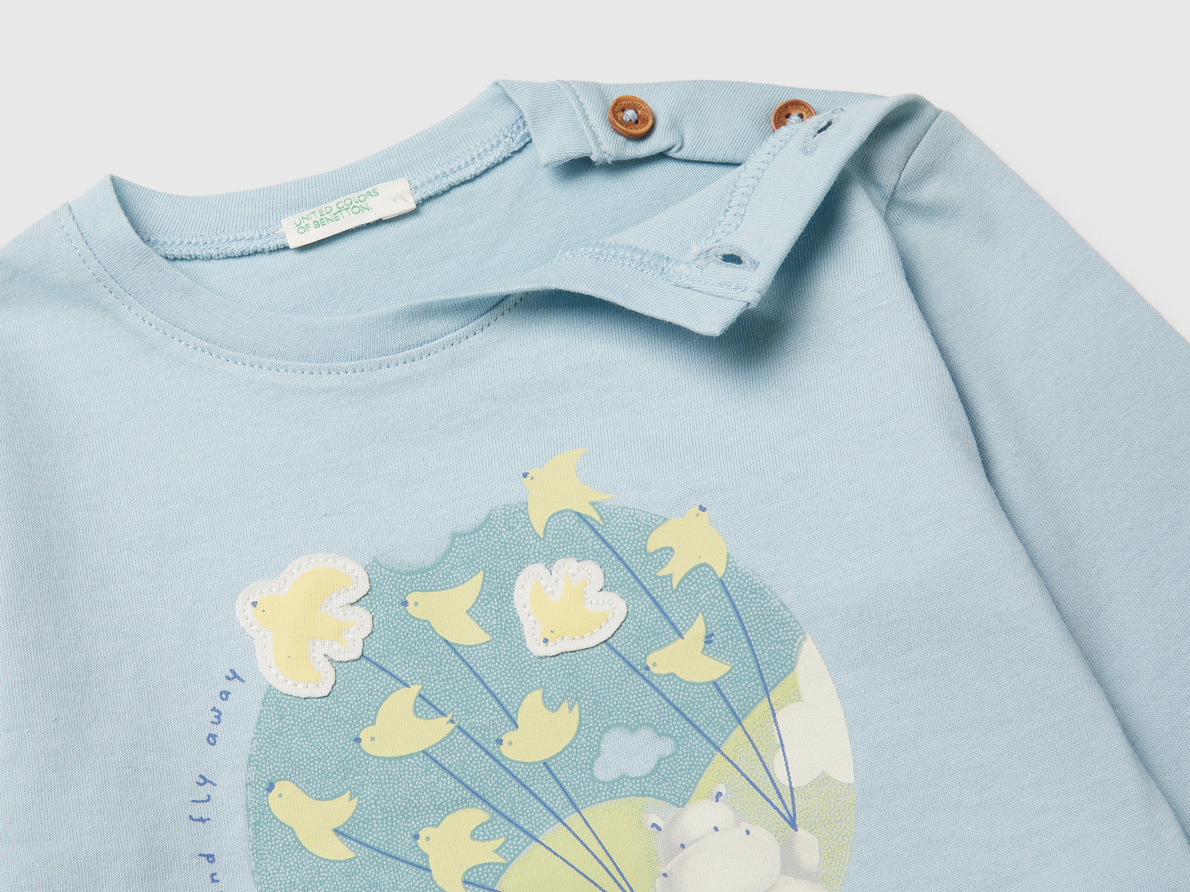 United Colors of Benetton Maglietta Neonato Cotone Bio con Patch
