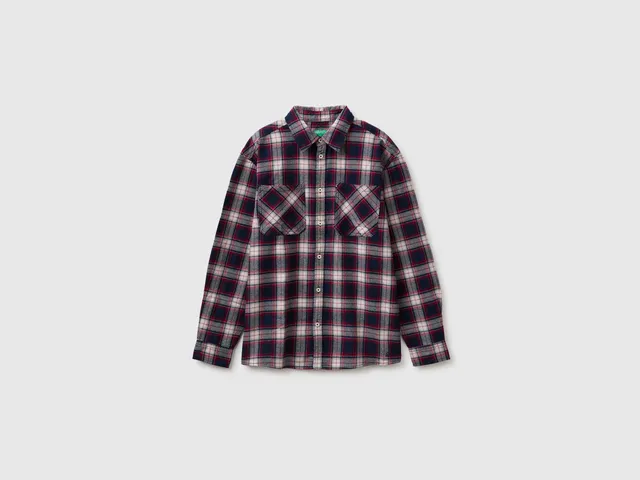 United Colors of Benetton camicia quadri taglia S flanella cotone