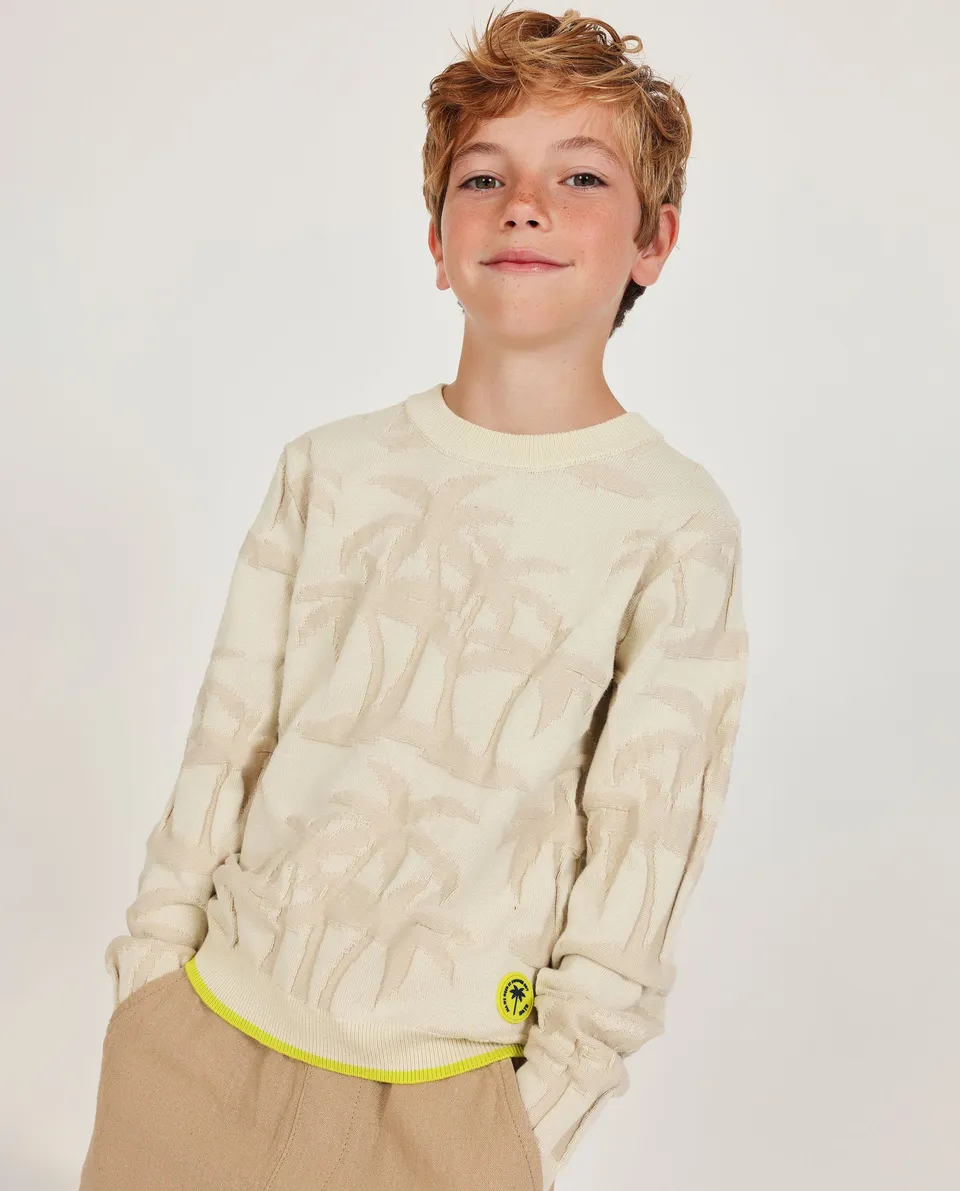 TucTuc Maglioni Maglione Bambino Beige Palme Rilievo