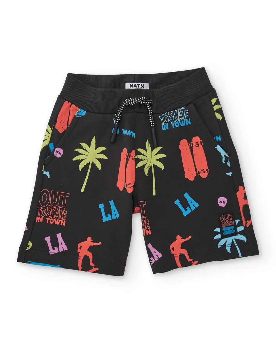 TucTuc Bermuda nero bermuda bambino 8 anni stampa skater